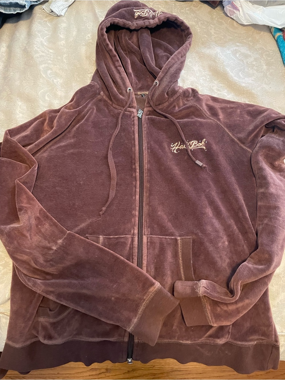 Hale Bob Women's Plush Zip-Up Hoodie Jacket - Brown